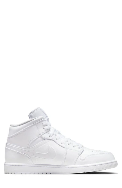Jordan Nike Air  1 Mid Sneaker In White/ White