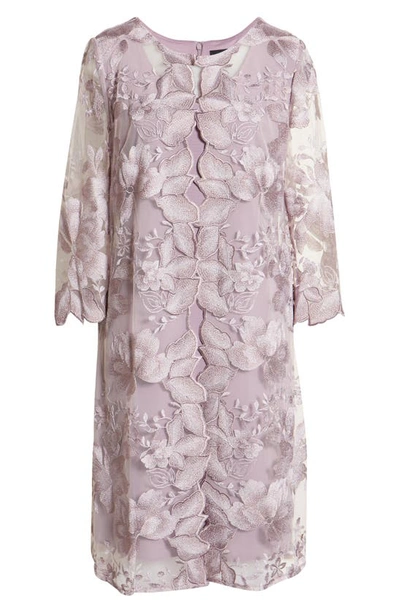 Shop Alex Evenings Embroidered Mock Jacket Cocktail Dress In Smokey Orchid