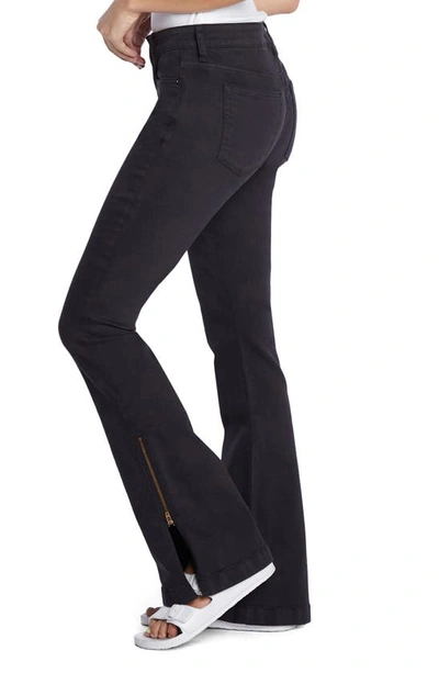 Shop Wash Lab Denim Zip Hem Classic Flare Leg Jeans In Vintage Black