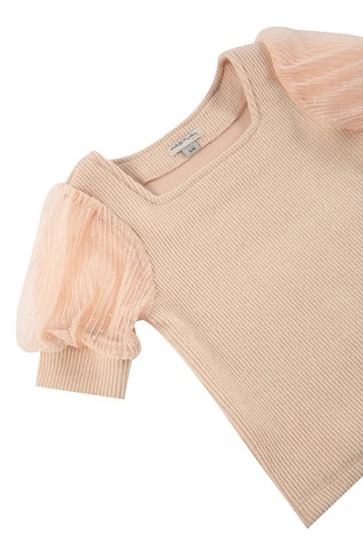 Shop Habitual Rib Puff Sleeve Top & Skirt Set In Light Pink