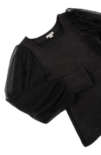 Shop Habitual Rib Puff Sleeve Top & Skirt Set In Black