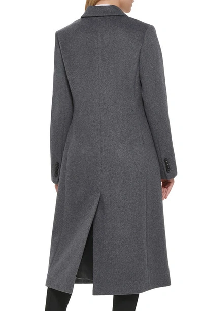 Shop Karl Lagerfeld Wool Blend Double Breasted Coat In Medium Grey