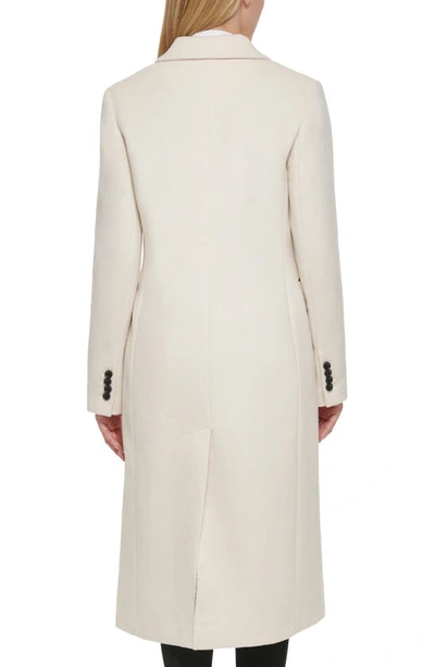 Shop Karl Lagerfeld Wool Blend Double Breasted Coat In White