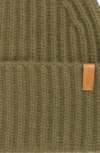Vince Boiled Cashmere Chunky Half Cardigan Knit Hat In Light Green
