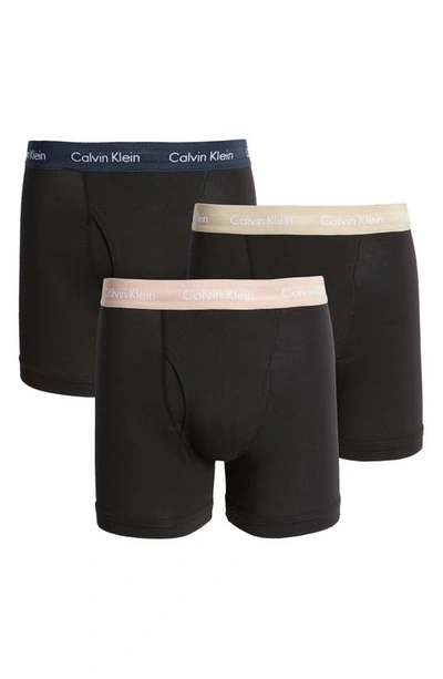 Shop Calvin Klein 3-pack Stretch Cotton Boxer Briefs In Black/ Multi Band