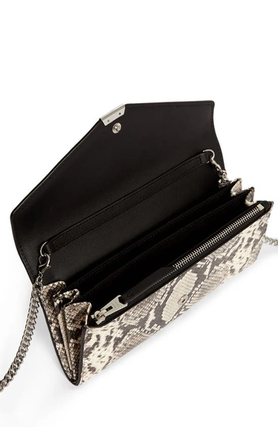 Shop Allsaints Sliver Snake Embossed Leather Wallet On A Chain In Natural