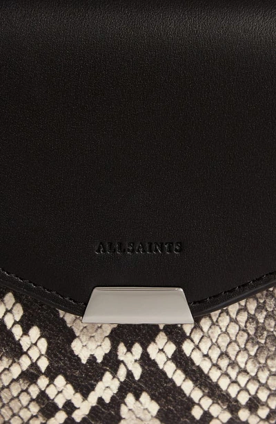 Shop Allsaints Sliver Snake Embossed Leather Wallet On A Chain In Natural