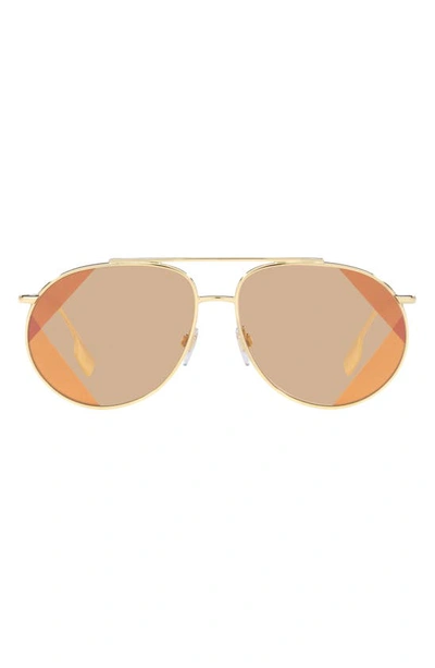Shop Burberry 61mm Aviator Sunglasses In Light Brown