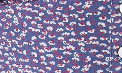 Lucky Brand Women's Floral-print Smocked Button-front Top In Navy Multi
