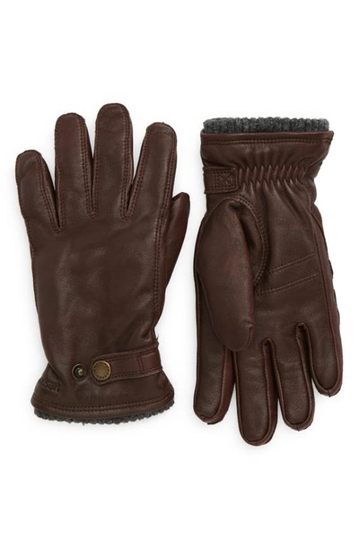 Shop Hestra Utsjo Leather Gloves In Espresso
