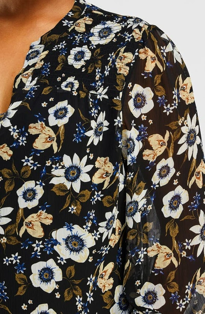 Shop Estelle Delfina Floral Long Sleeve Chiffon Shirtdress In Print