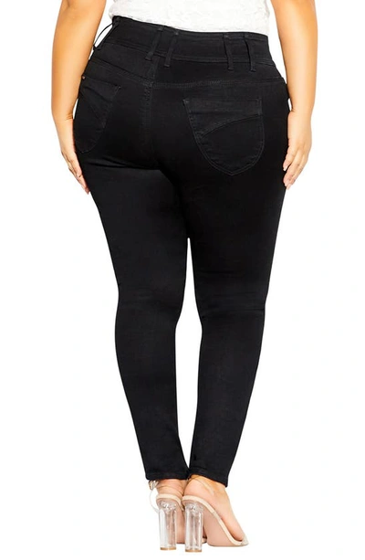 Shop City Chic Harley Double Button Skinny Jeans In Black