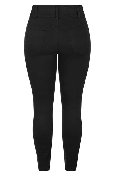 Shop City Chic Harley Double Button Skinny Jeans In Black