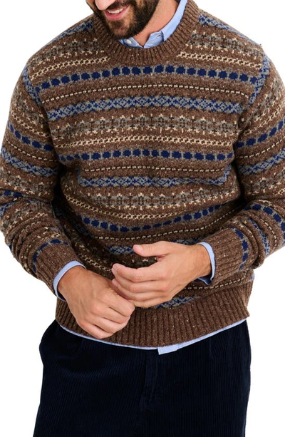 Shop Alex Mill Fair Isle Donegal Crewneck Sweater In Brown Multi