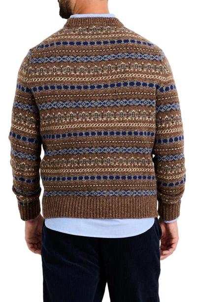 Shop Alex Mill Fair Isle Donegal Crewneck Sweater In Brown Multi