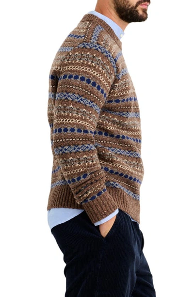 Shop Alex Mill Fair Isle Donegal Crewneck Sweater In Brown Multi