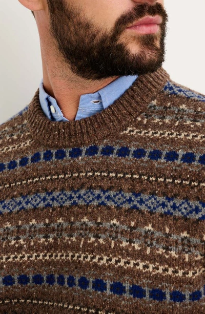 Shop Alex Mill Fair Isle Donegal Crewneck Sweater In Brown Multi