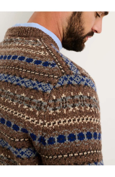 Shop Alex Mill Fair Isle Donegal Crewneck Sweater In Brown Multi