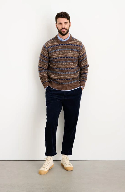 Shop Alex Mill Fair Isle Donegal Crewneck Sweater In Brown Multi