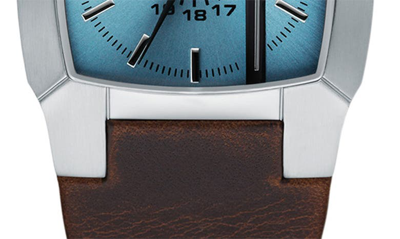 Shop Diesel Cliffhanger Leather Strap Watch, 36mm In Brown/blue
