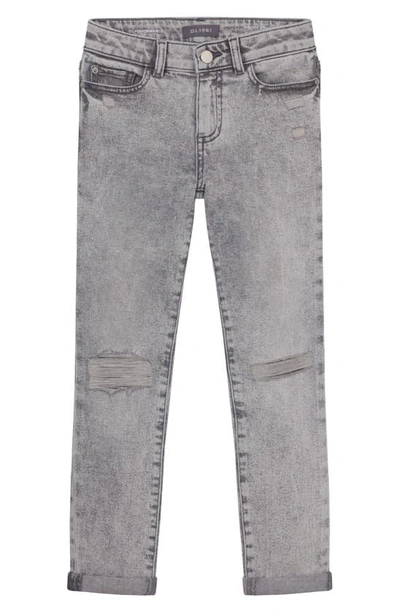 Shop Dl1961 Kids' Harper Straight Leg Boyfriend Jeans In Chalk Distressed