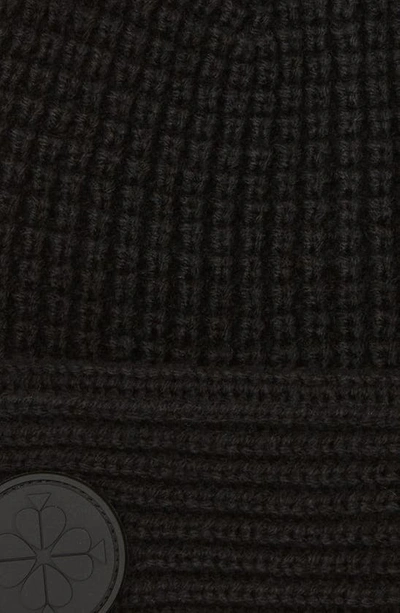 Shop Kate Spade Logo Waffle Knit Beanie In Black