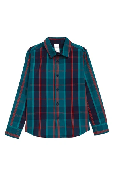 Shop Nordstrom Kids' Matching Family Moments Dressy Plaid Shirt In Teal Cyrus June Plaid