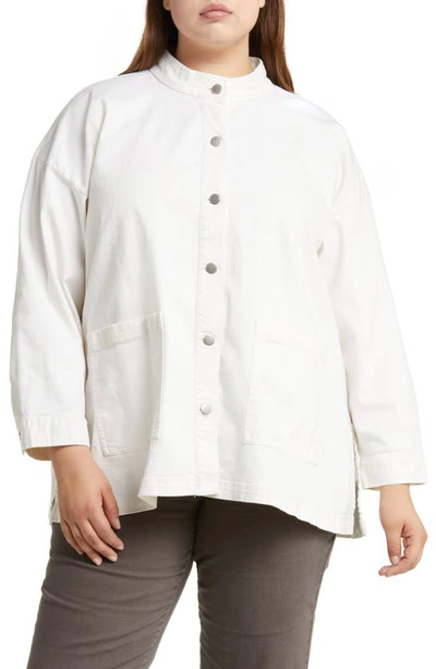Shop Eileen Fisher Stand Collar Shirt Jacket In Undyed Natural
