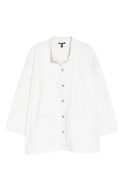 Shop Eileen Fisher Stand Collar Shirt Jacket In Undyed Natural