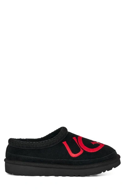 Shop Ugg Tasman Logo Slipper In Black / Samba Red