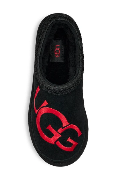 Shop Ugg Tasman Logo Slipper In Black / Samba Red