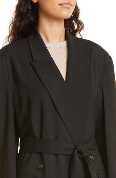 Shop Argent Belted Stretch Wool Blazer In Black