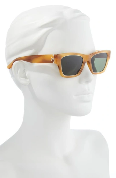 Shop Tory Burch 53mm Rectangular Sunglasses In Amber Tortoise/ Solid Green