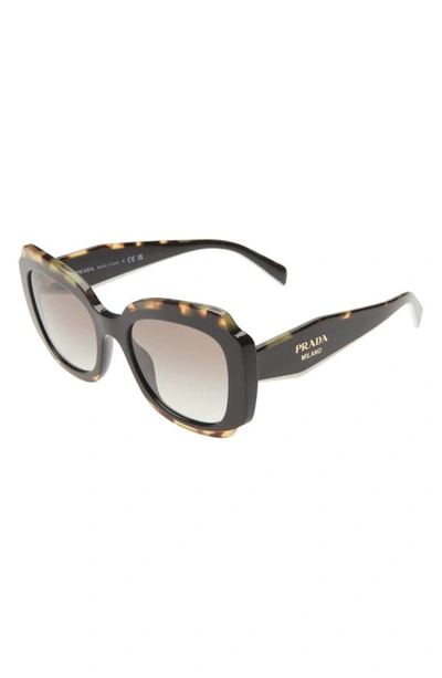 Shop Prada 52mm Geometric Sunglasses In Black / Havana