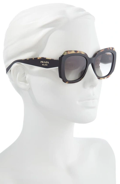 Shop Prada 52mm Geometric Sunglasses In Black / Havana