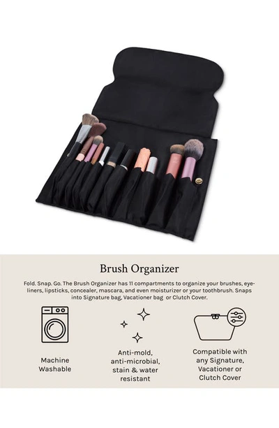 Shop Kusshi Signature Leather Makeup Brush Organizer In Black Leather/ Pink