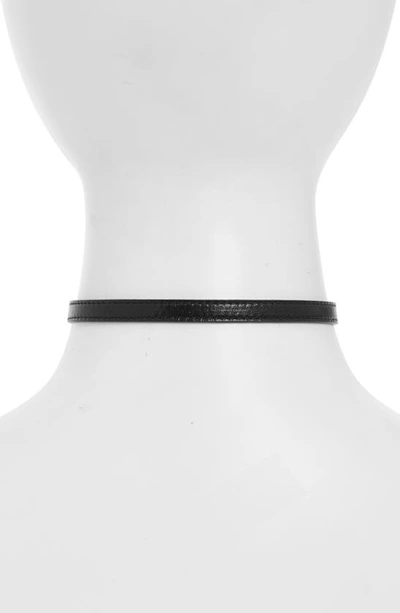 Shop Saint Laurent Crystak Buckle Choker Necklace In Nero/ Crystal