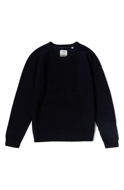 Billy Reid Fisherman Rib Crewneck Sweater In Navy