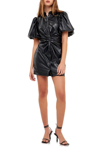 Endless Rose Faux Leather Minidress In Black