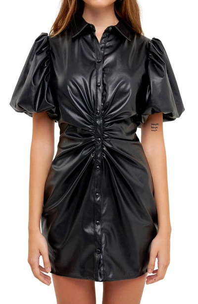 Endless Rose Faux Leather Minidress In Black