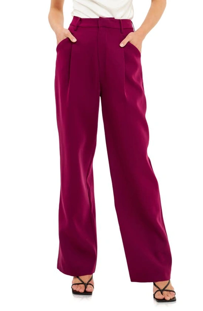 Endless Rose Classic Pleated Suit Trousers In Berry Violet