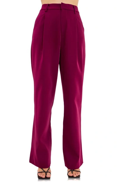 Endless Rose Classic Pleated Suit Trousers In Berry Violet