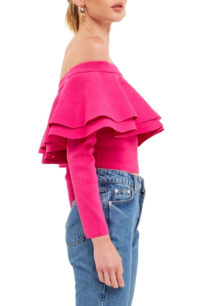 Endless Rose Off The Shoulder Knit Top In Fuchsia