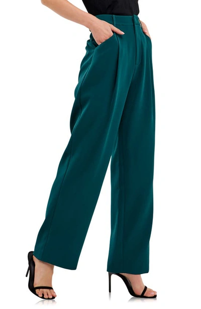 Shop Endless Rose Classic Pleated Suit Trousers In Emerald