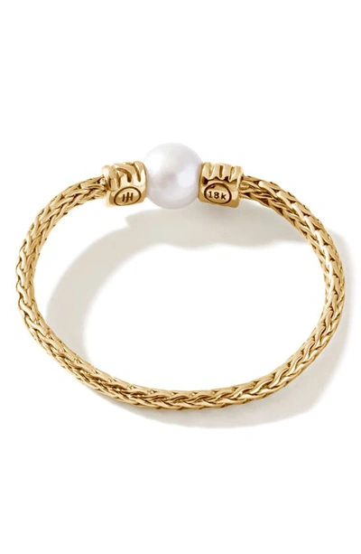 Shop John Hardy Chain Classic Freshwater Pearl Ring In Gold/ White