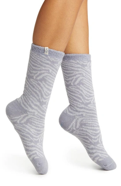 Shop Ugg Josephine Leopard Fleece Lined Socks In Cloudy Grey Zebra