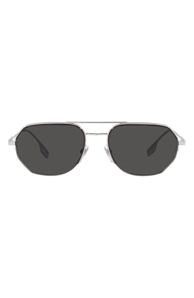 Shop Burberry 57mm Aviator Sunglasses In Silver
