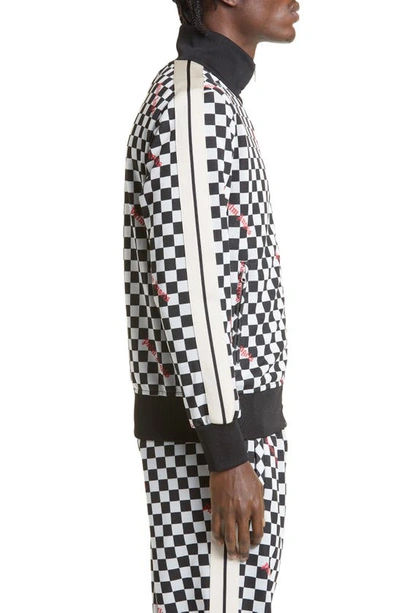 Shop Palm Angels Checkerboard Jacquard Classic Logo Track Jacket In Black Red