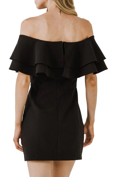 Endless Rose Ruffle Off The Shoulder Minidress In Black