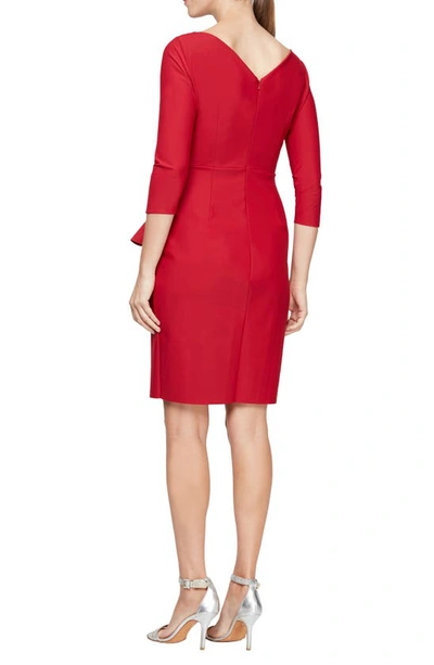 Shop Alex Evenings Embellished Ruched Sheath Cocktail Dress In Deep Red